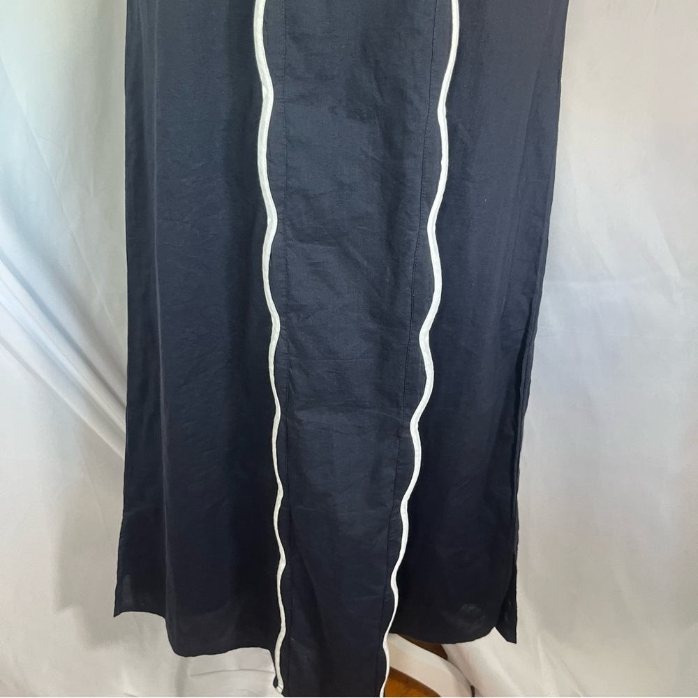 Madison Matthews Scallop Anne Cap Sleeve Maxi Dress Navy Blue Preppy Classic S - Picture 4 of 8